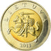 Coin, Lithuania, 5 Litai, 2013, AU(55-58), Bi-Metallic, KM:113