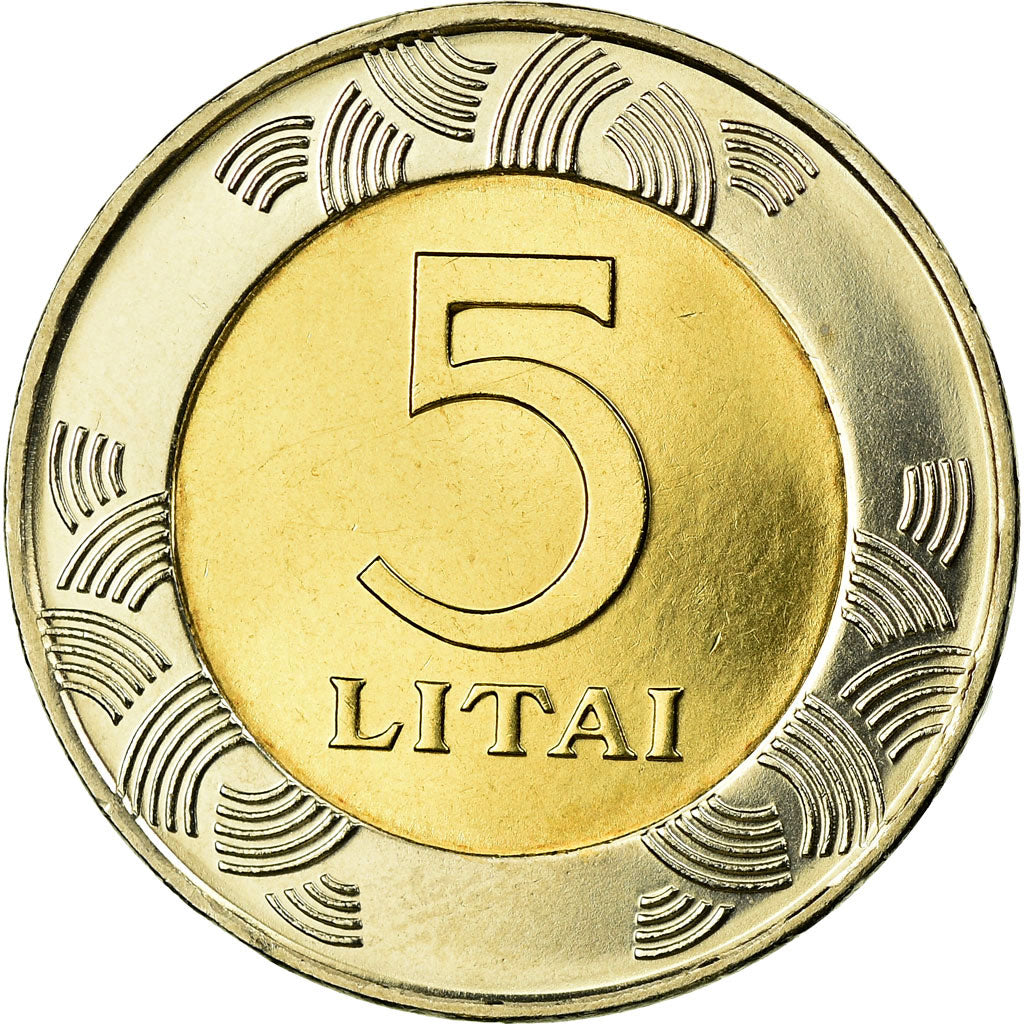 Coin, Lithuania, 5 Litai, 2013, AU(55-58), Bi-Metallic, KM:113