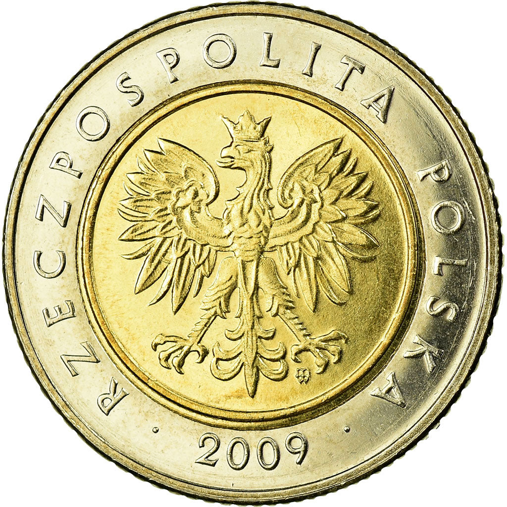 Münze, Polen, 5 Zlotych, 2009, Warsaw, VZ, Bi-Metallic, KM:284