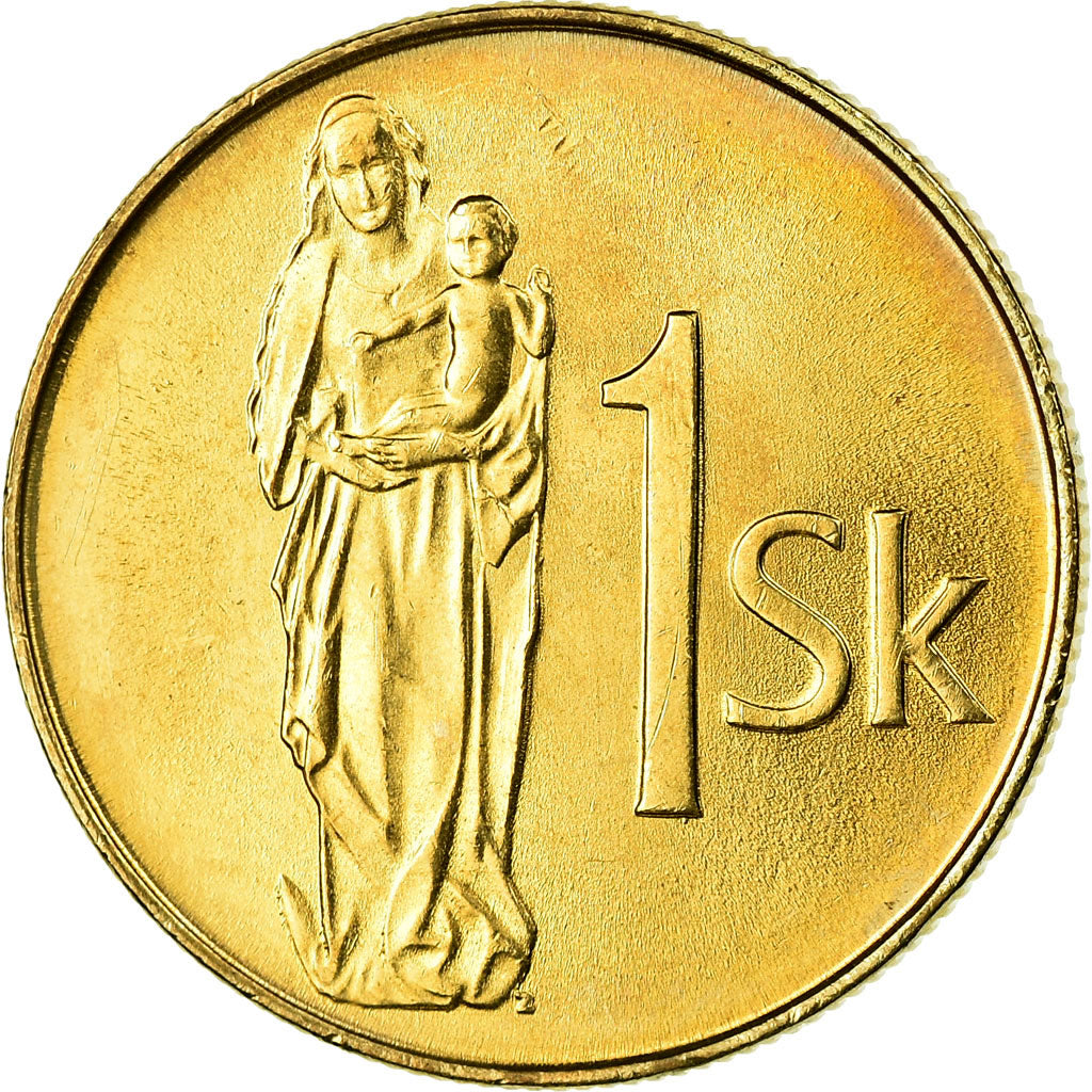 Moneda, Eslovaquia, 15th Century of Madonna and Child, Koruna, 1993, EBC, Bronce