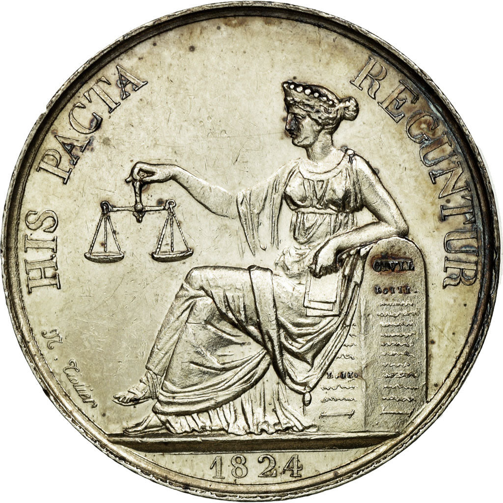 France, Token, Notary, 1824, AU(55-58), Silver, Lerouge:343