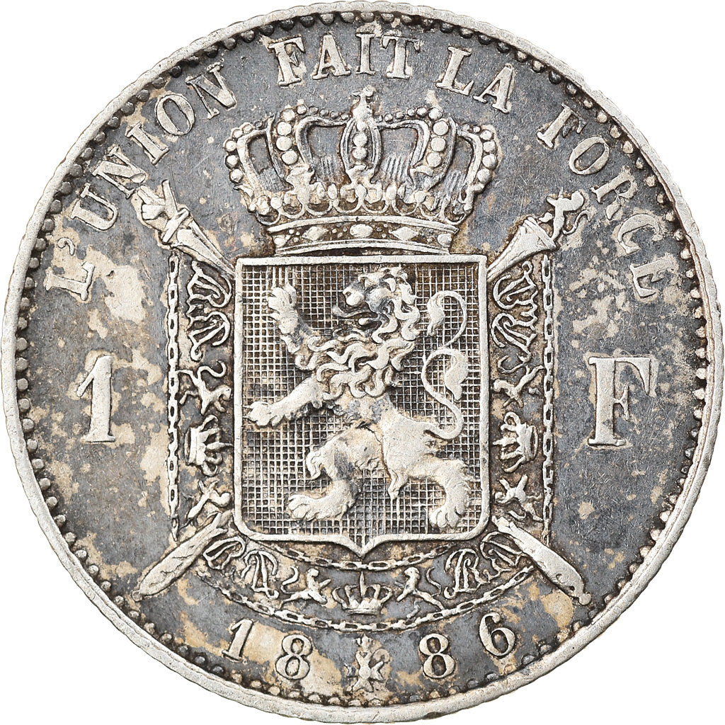 Coin, Belgium, Leopold II, Franc, 1886, AU(50-53), Silver, KM:28.2