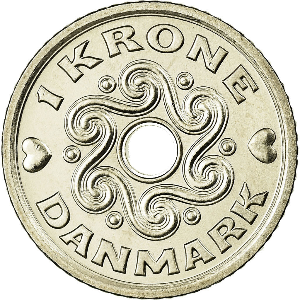 Coin, Denmark, Margrethe II, Krone, 2008, Brondby, AU(55-58), Copper-nickel