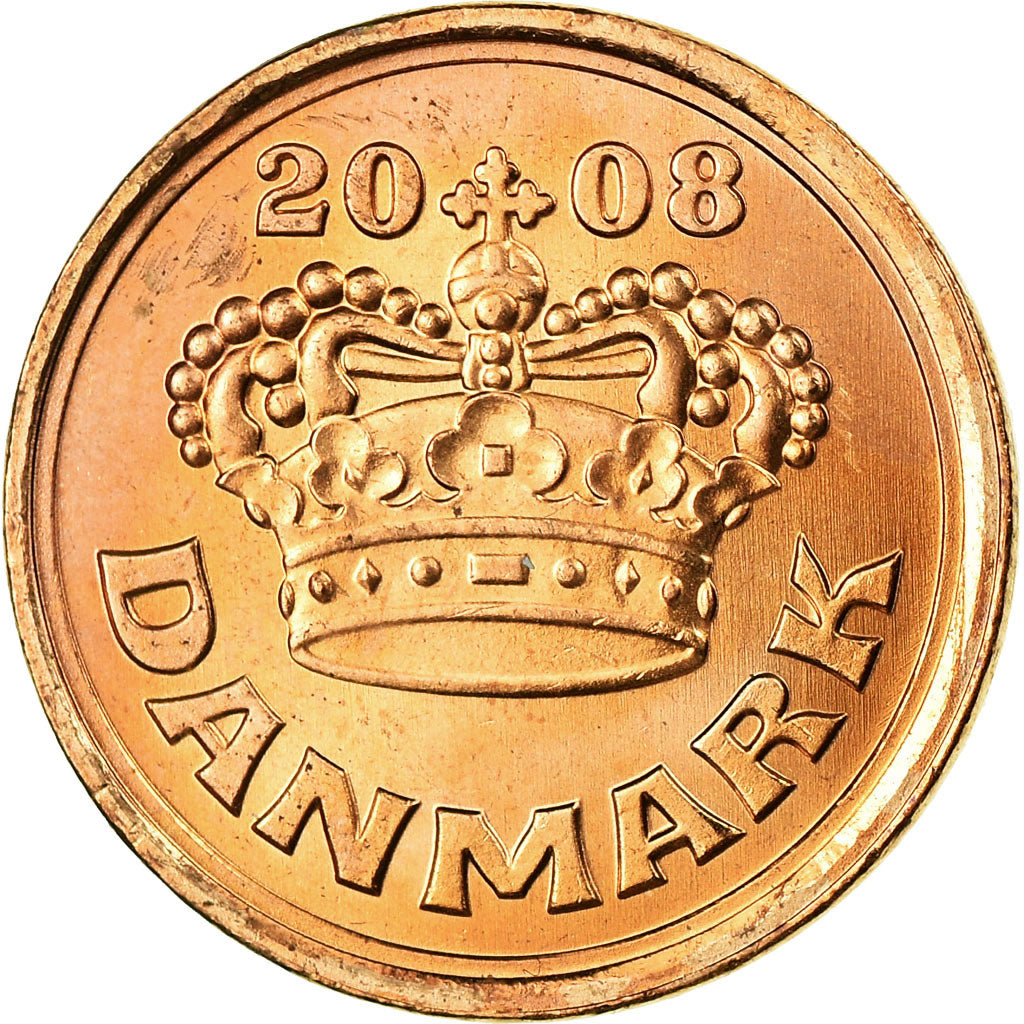 Coin, Denmark, Margrethe II, 25 Öre, 2008, Brondby, AU(55-58), Bronze, KM:868.2