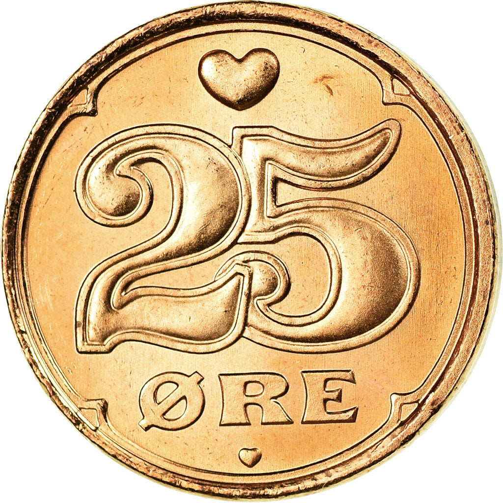 Coin, Denmark, Margrethe II, 25 Öre, 2008, Brondby, AU(55-58), Bronze, KM:868.2