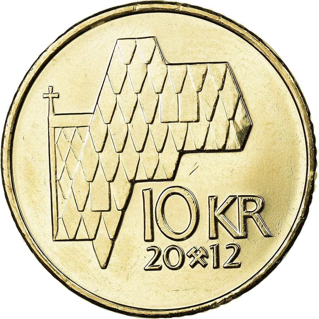 Coin, Norway, Harald V, 10 Kroner, 2012, AU(55-58), Nickel-brass, KM:457