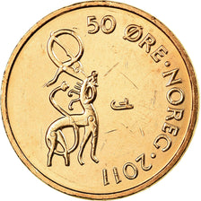Coin, Norway, Harald V, 50 Öre, 2011, AU(50-53), Bronze, KM:460