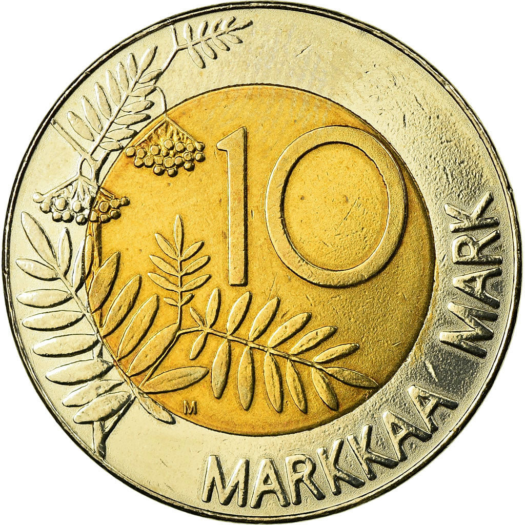 Coin, Finland, 10 Markkaa, 1993, AU(55-58), Bi-Metallic, KM:77