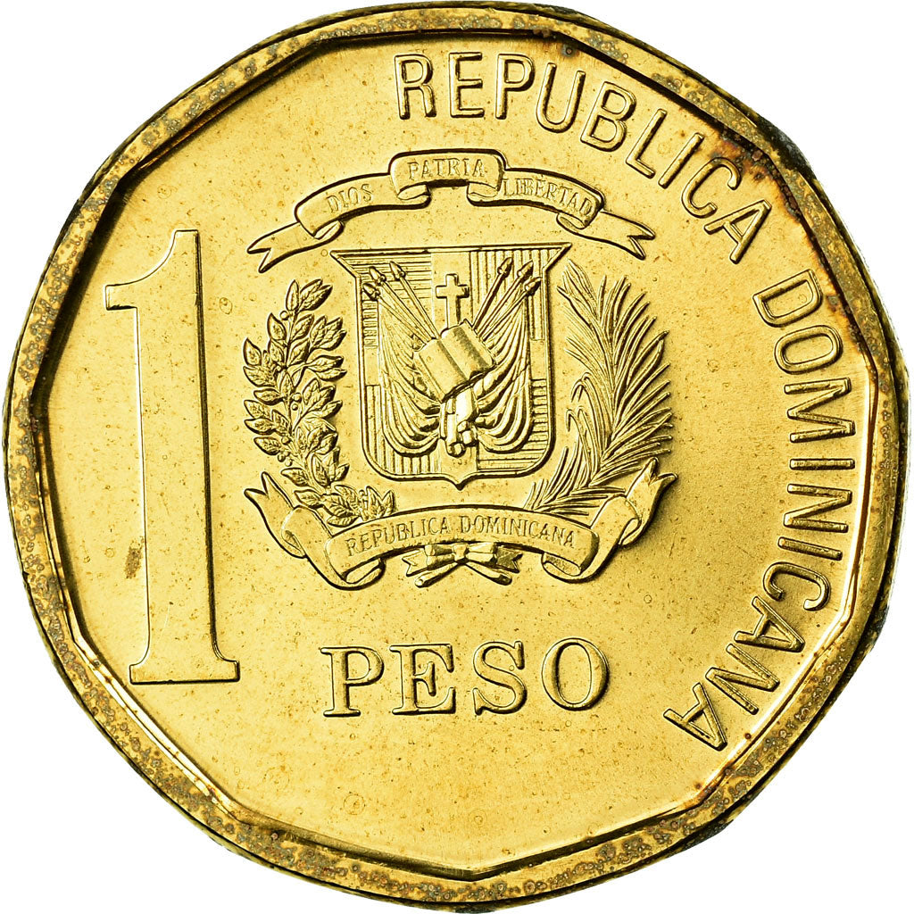 Coin, Dominican Republic, Juan Pablo Duarte, Peso, 2008, MS(63), Brass, KM:80.2
