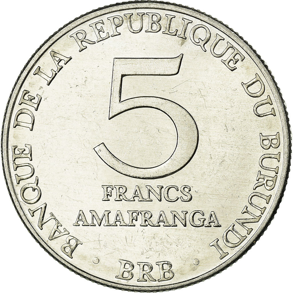 Coin, Burundi, 5 Francs, 1980, EF(40-45), Aluminum, KM:20