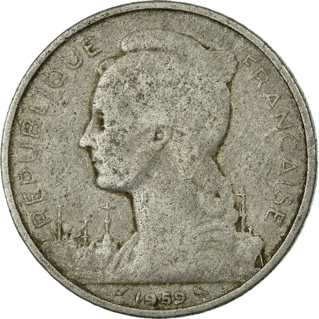 Coin, French Somaliland, 5 Francs, 1959, Paris, VF(20-25), Aluminum, KM:10