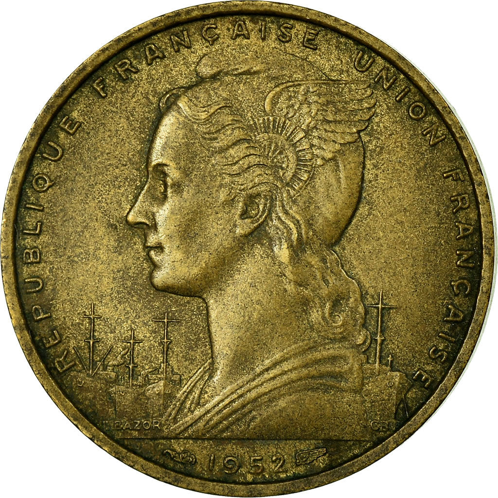 Coin, French Somaliland, 20 Francs, 1952, Paris, EF(40-45), Aluminum-Bronze