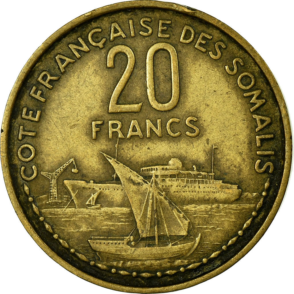 Coin, French Somaliland, 20 Francs, 1952, Paris, EF(40-45), Aluminum-Bronze
