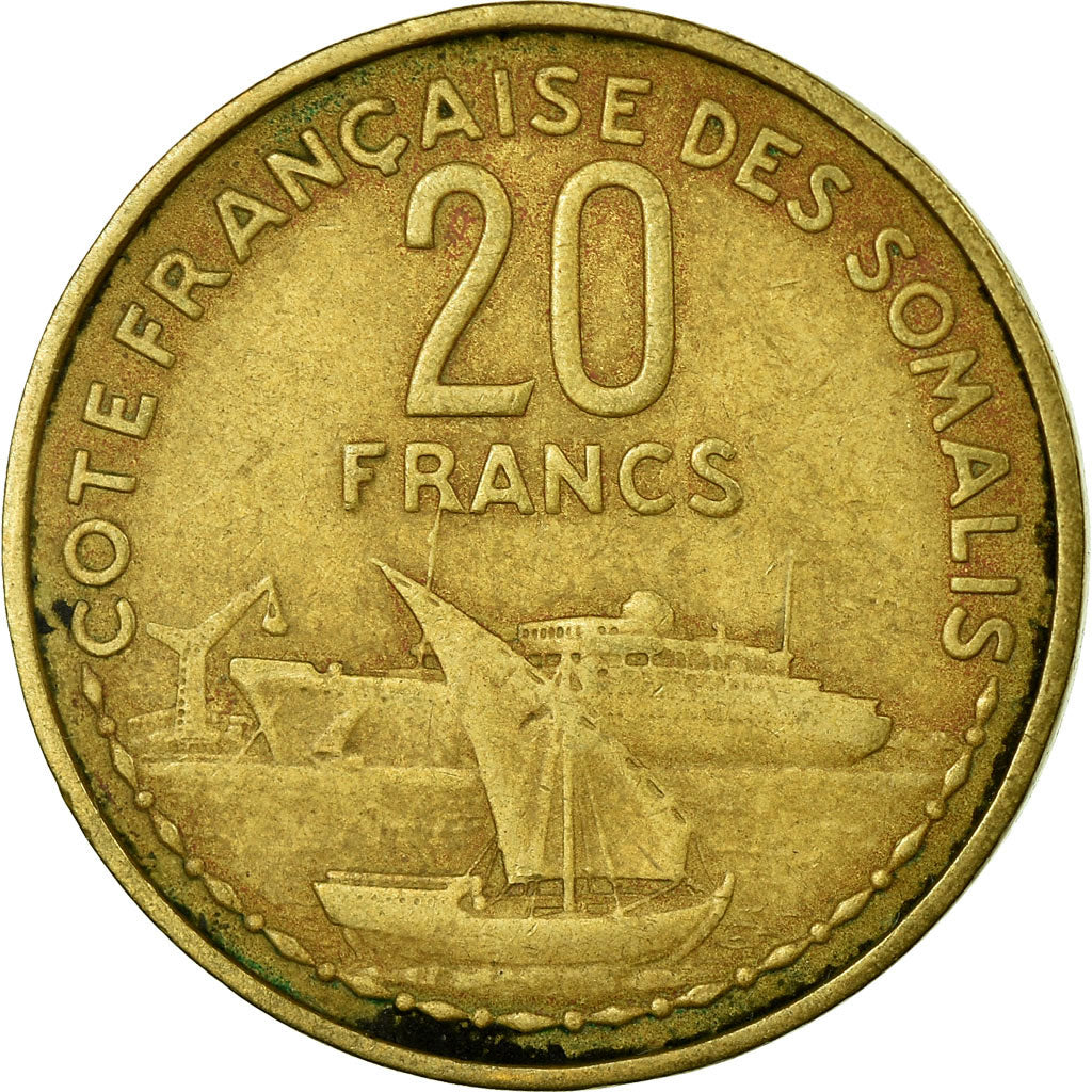 Coin, French Somaliland, 20 Francs, 1965, Paris, VF(30-35), Aluminum-Bronze