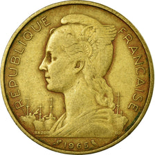 Coin, French Somaliland, 20 Francs, 1965, Paris, VF(30-35), Aluminum-Bronze