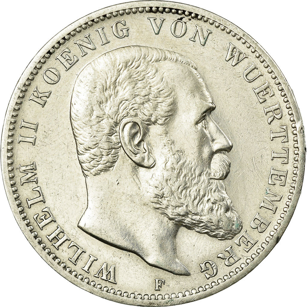 Coin, German States, WURTTEMBERG, Wilhelm II, 3 Mark, 1912, Freudenstadt