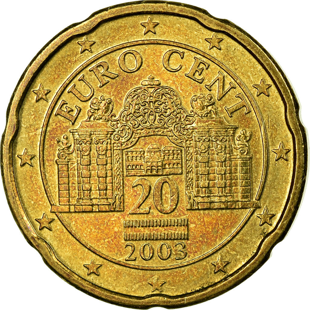 Österreich, 20 Euro Cent, 2003, VZ, Messing, KM:3086