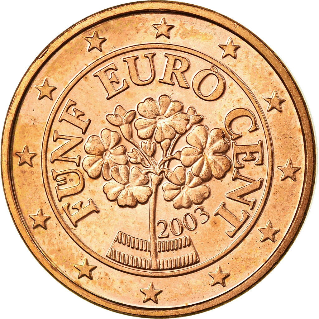Austria, 5 Euro Cent, 2003, Vienna, MS(63), Miedź platerowana stalą, KM:3084