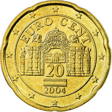 Austria, 20 Euro Cent, 2004, AU(55-58), Brass, KM:3086