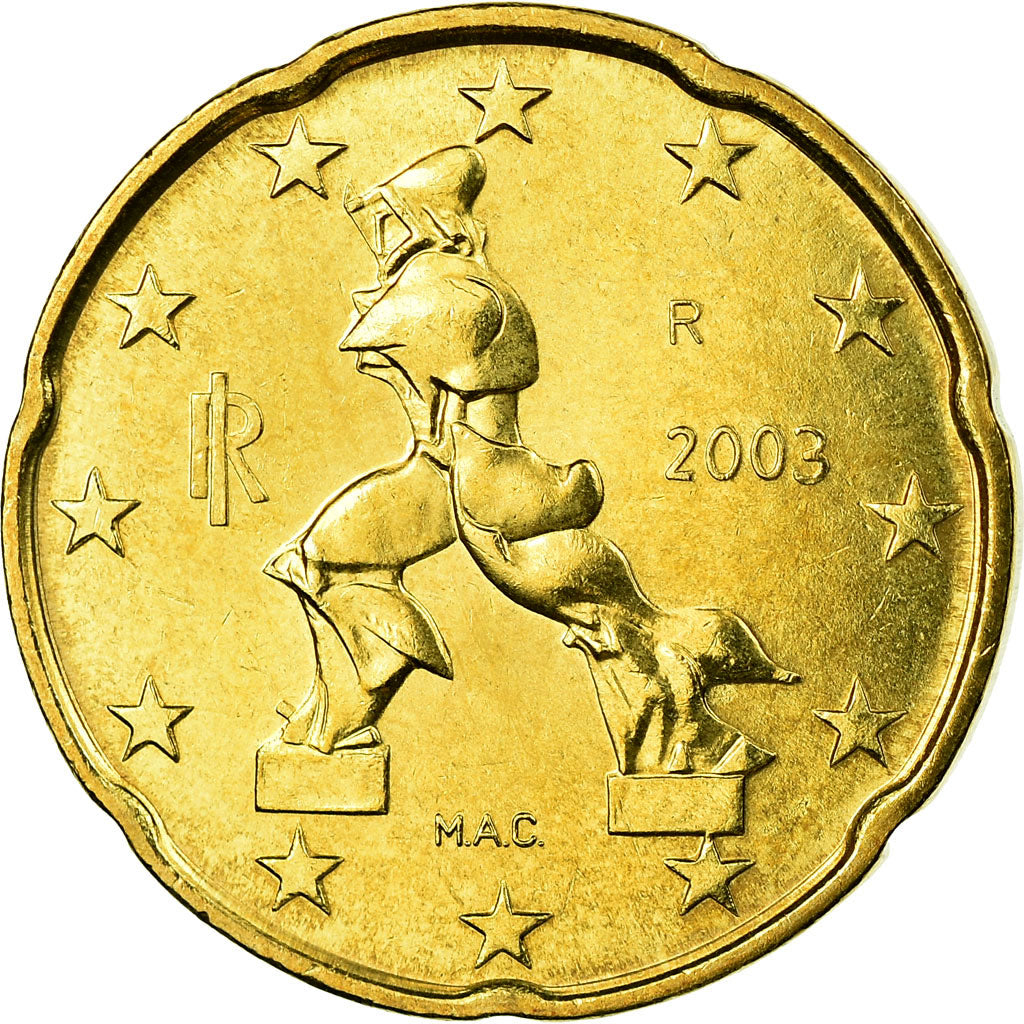Italien, 20 Euro Cent, 2003, SS+, Messing, KM:214