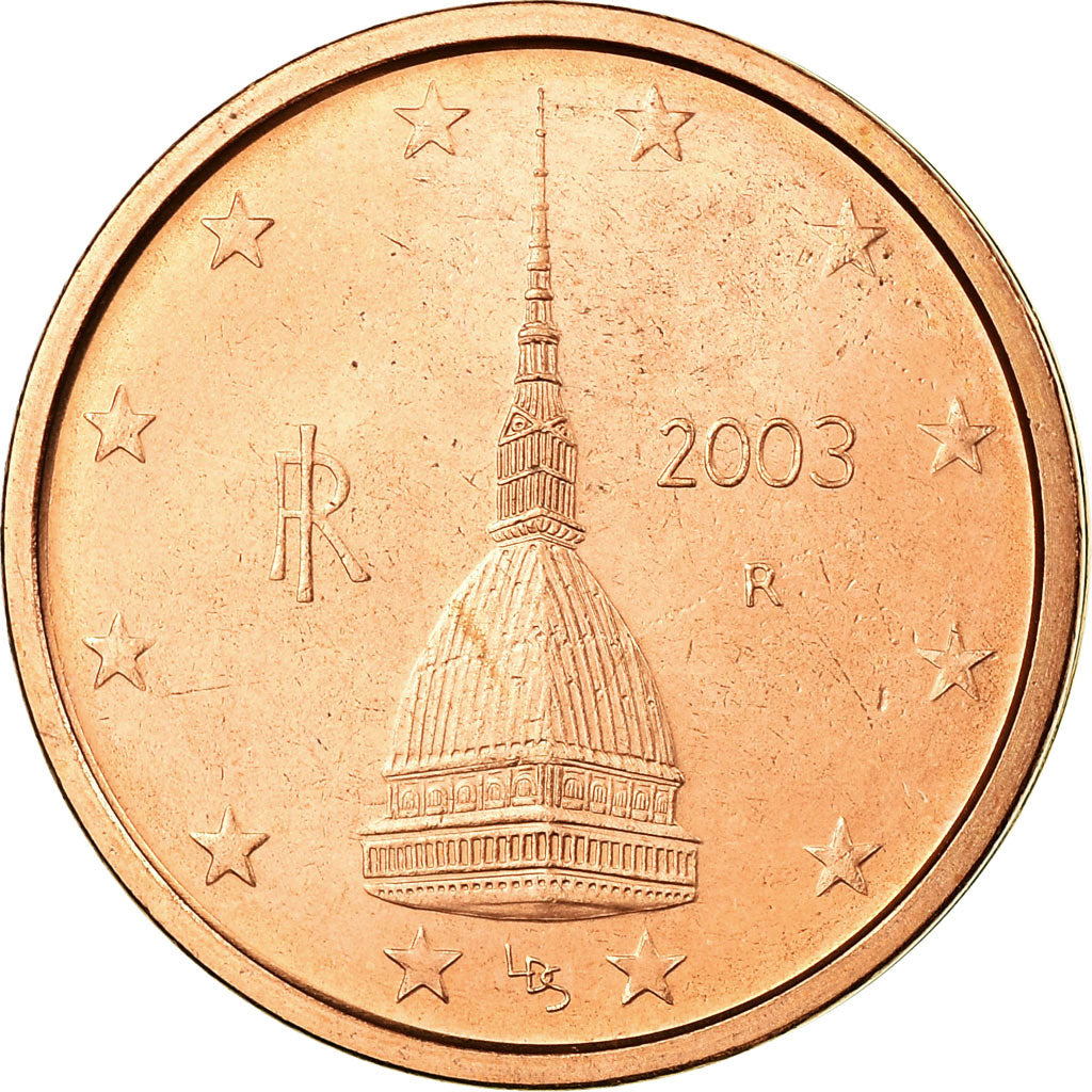 Italy, 2 Euro Cent, 2003, AU(50-53), Copper Plated Steel, KM:211