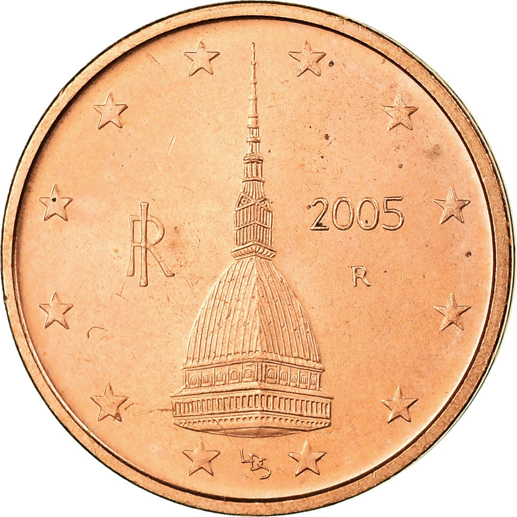 Italy, 2 Euro Cent, 2005, AU(55-58), Copper Plated Steel, KM:211