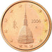 Italy, 2 Euro Cent, 2006, AU(55-58), Copper Plated Steel, KM:211
