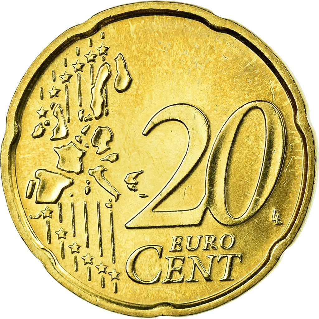 Italy, 20 Euro Cent, 2007, AU(50-53), Brass, KM:214