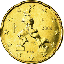 Italy, 20 Euro Cent, 2008, MS(63), Brass, KM:248