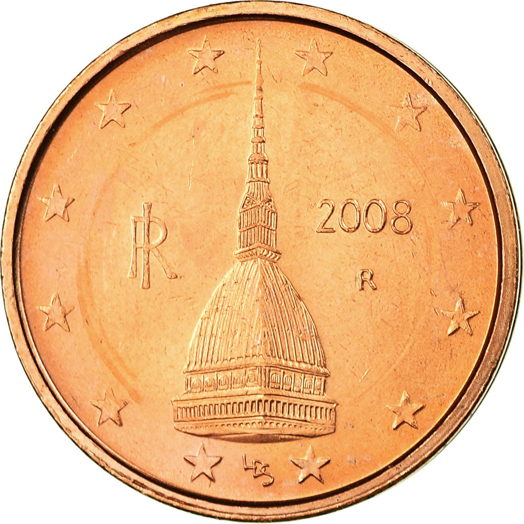 Italy, 2 Euro Cent, 2008, AU(55-58), Copper Plated Steel, KM:211