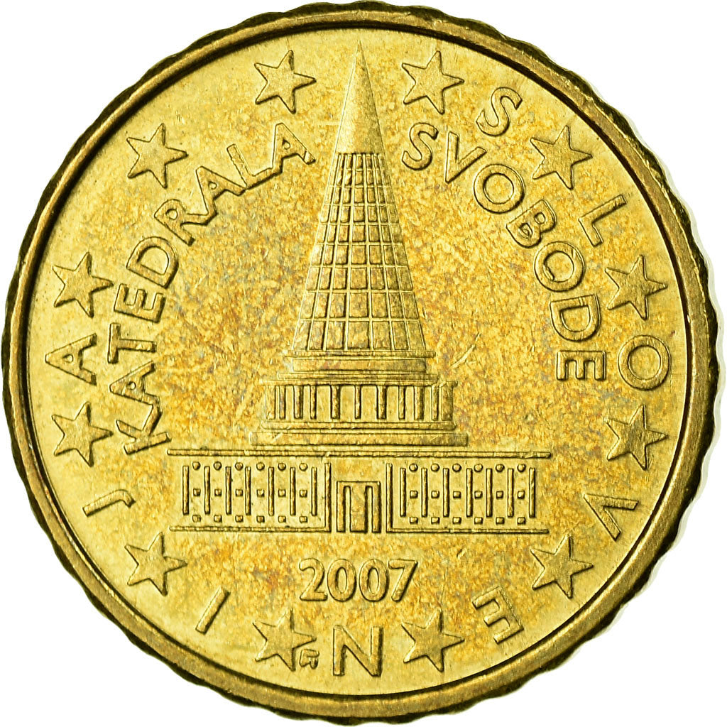 Slovenia, 10 Euro Cent, 2007, EF(40-45), Brass, KM:71