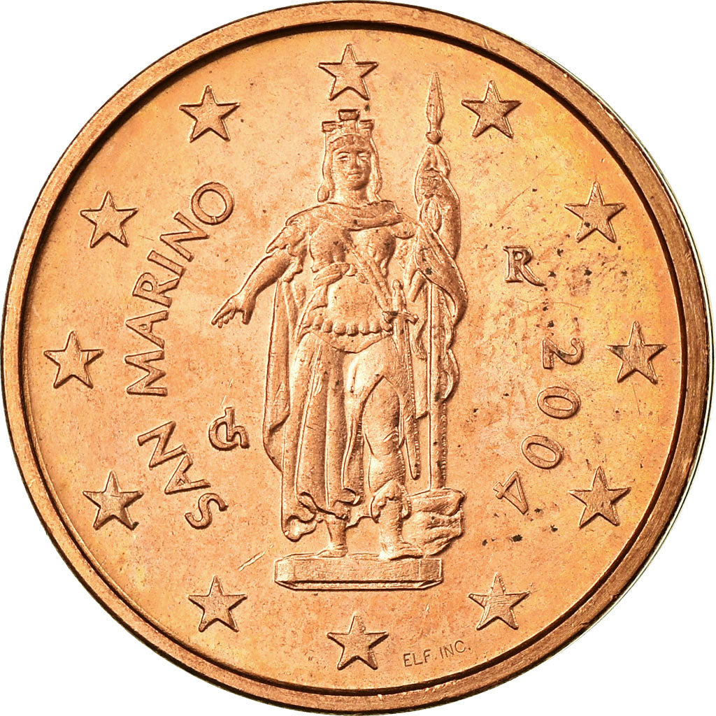 San Marino, 2 Euro Cent, 2004, AU(55-58), Copper Plated Steel, KM:441