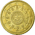 Portugal, 50 Euro Cent, 2002, MBC, Latón, KM:745