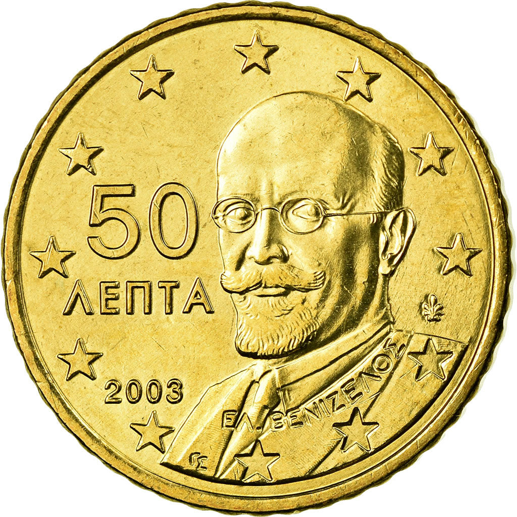 Greece, 50 Euro Cent, 2003, AU(55-58), Brass, KM:186
