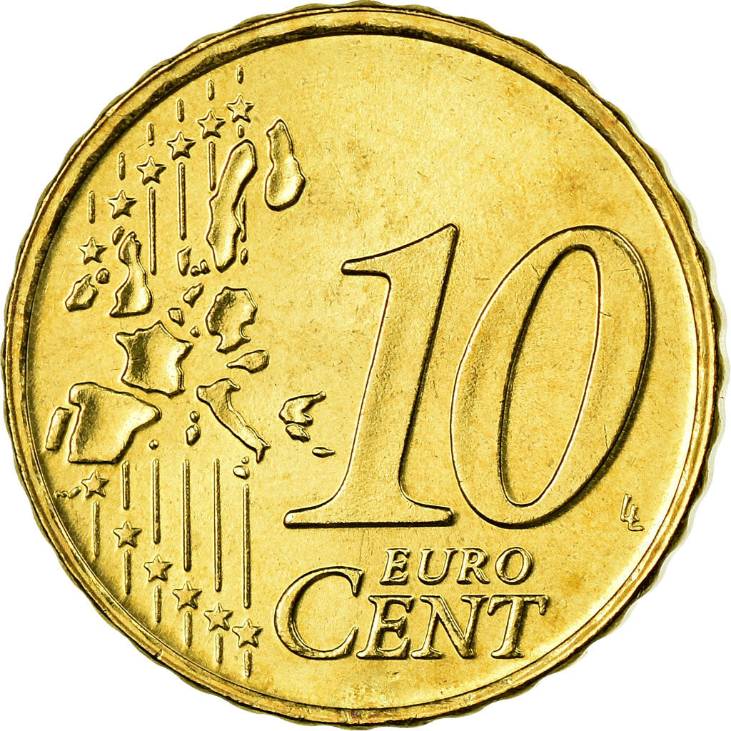 Grecia, 10 Euro Cent, 2003, EBC, Latón, KM:184