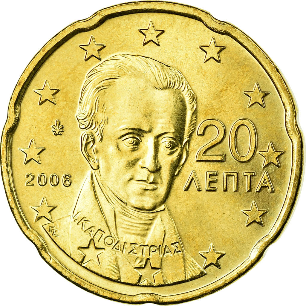Grecia, 20 Euro Cent, 2006, SC, Latón, KM:185