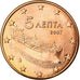 Grécia, 5 Euro Cent, 2007, AU(55-58), Aço Cromado a Cobre, KM:183