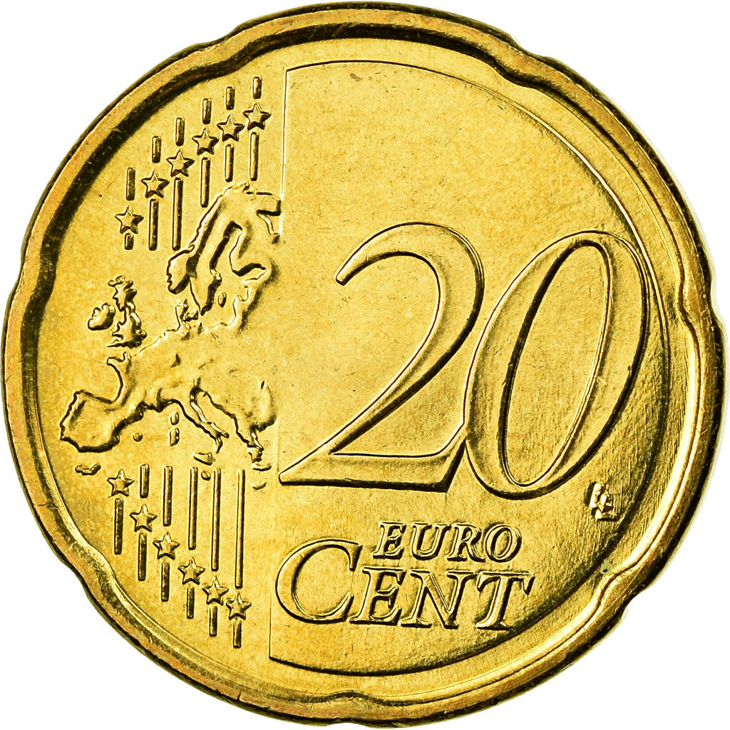 Grecia, 20 Euro Cent, 2008, SC, Latón, KM:212