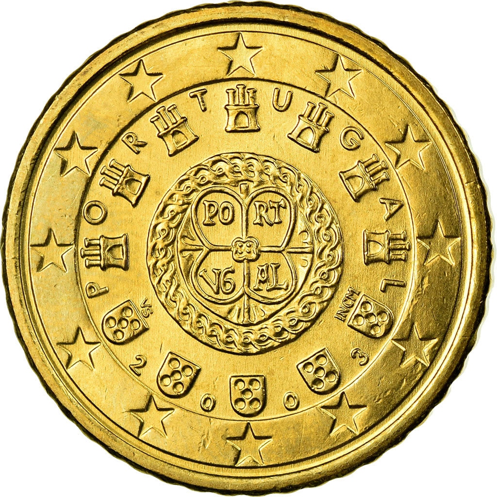 Portogallo, 50 Euro Cent, 2003, SPL, Ottone, KM:745