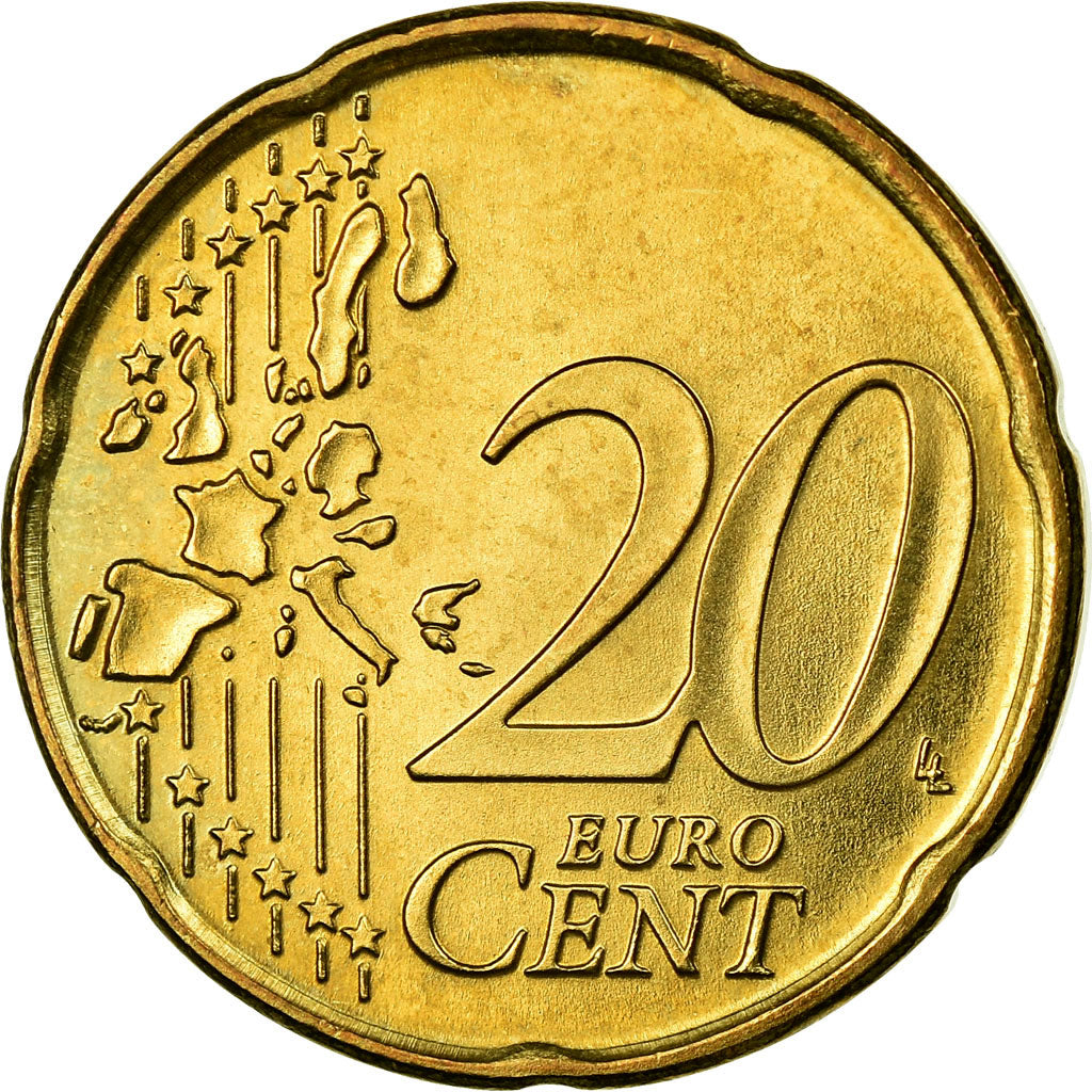 Portogallo, 20 Euro Cent, 2004, SPL-, Ottone, KM:744