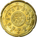 Portogallo, 20 Euro Cent, 2006, SPL, Ottone, KM:744
