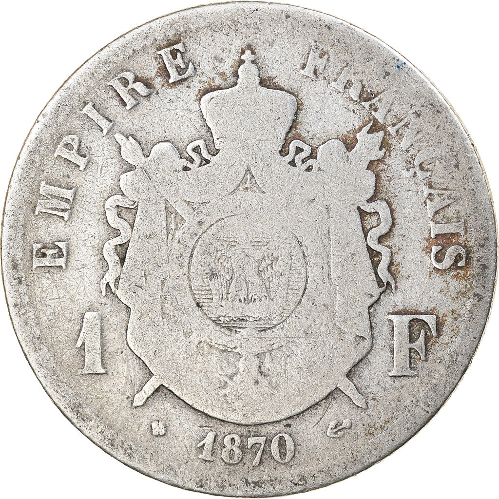 Coin, France, Napoleon III, Napoléon III, Franc, 1870, Strasbourg, F(12-15)