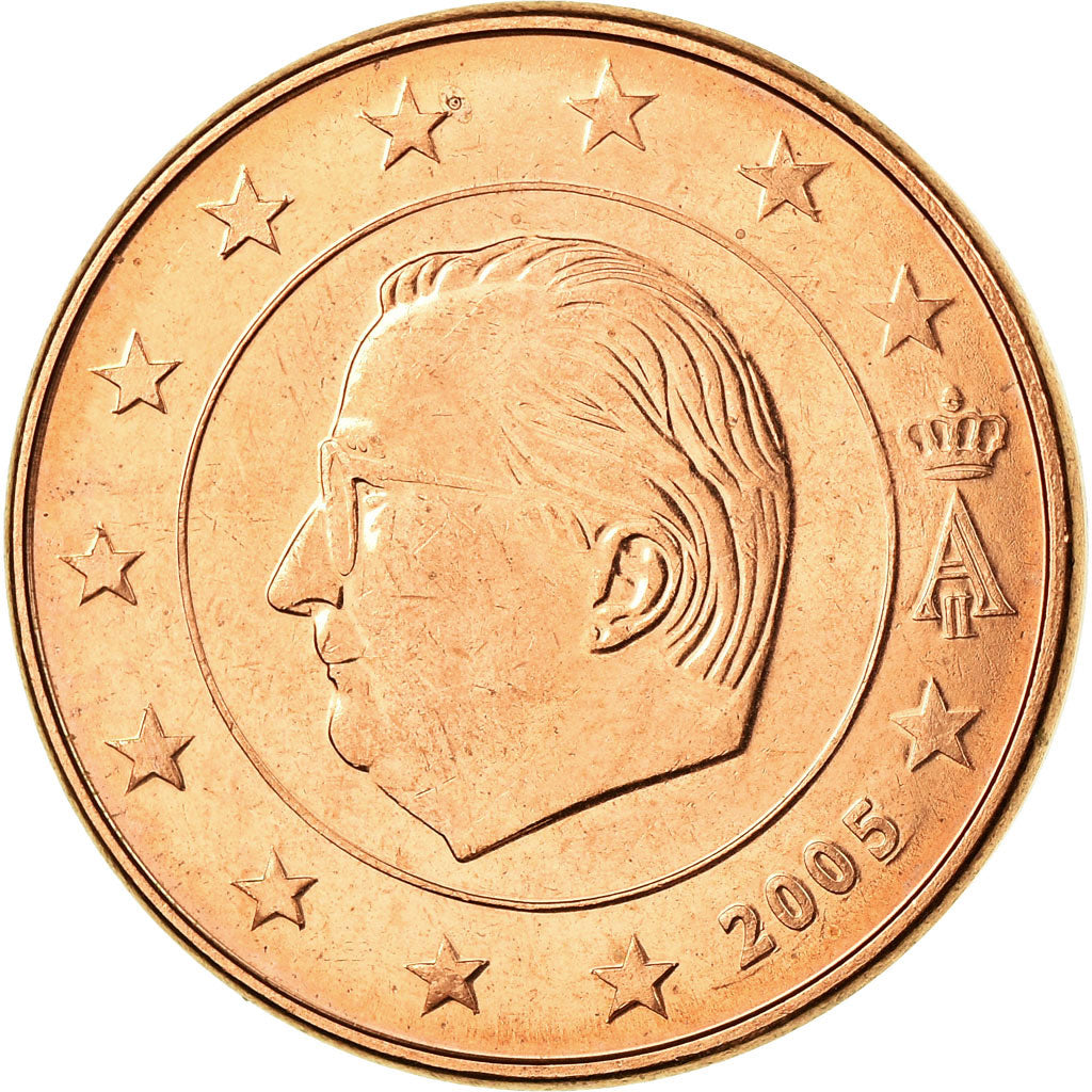 Bélgica, 5 Euro Cent, 2005, AU(55-58), Aço Cromado a Cobre, KM:226