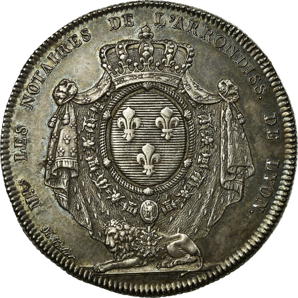 France, Token, Restauration, Notaires de Lyon, 1812, Tiolier, AU(55-58), Silver