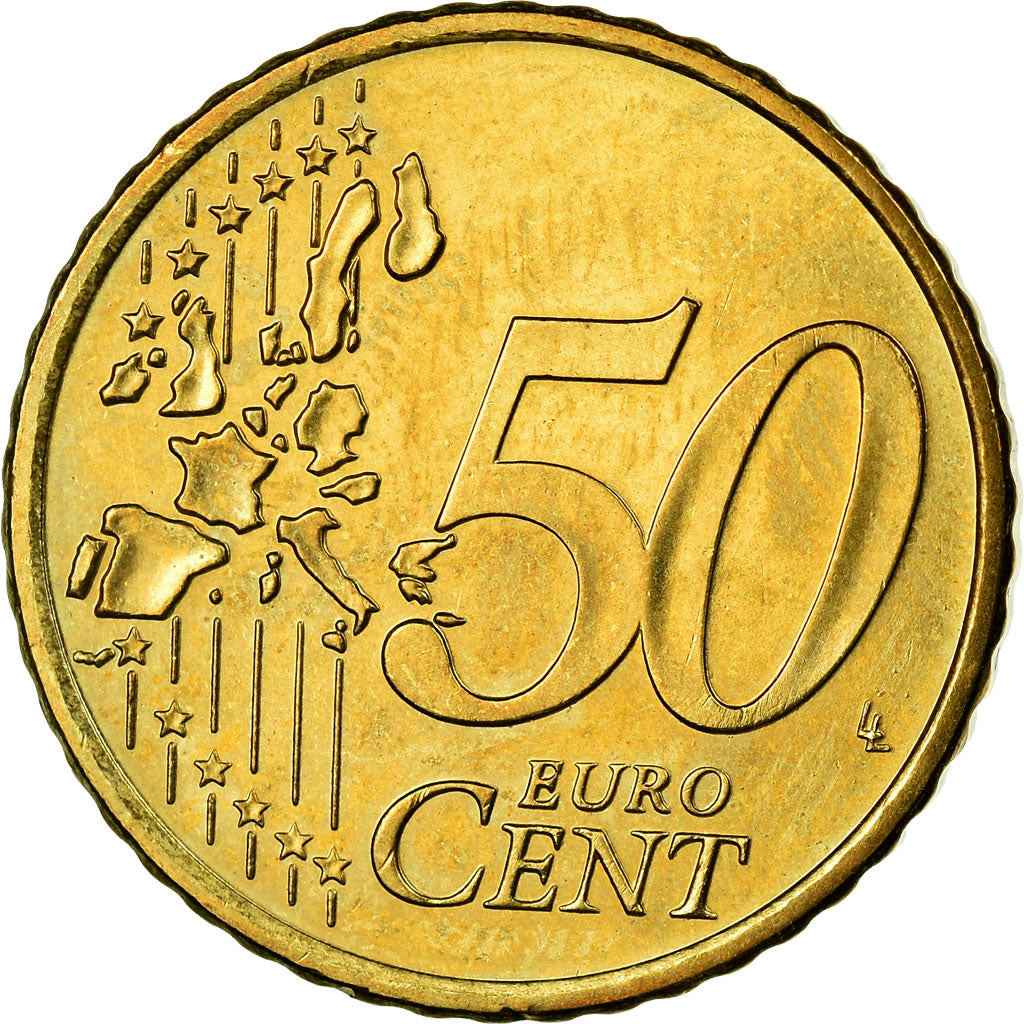 IRELAND REPUBLIC, 50 Euro Cent, 2004, EF(40-45), Brass, KM:37