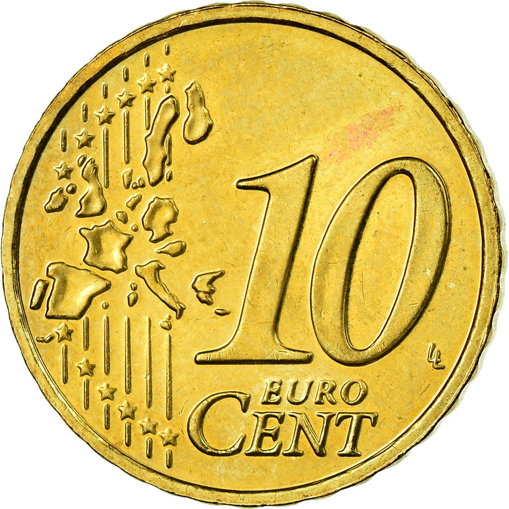 REPUBLIKA IRLANDII, 10 Euro Cent, 2004, Sandyford, EF(40-45), Mosiądz, KM:35