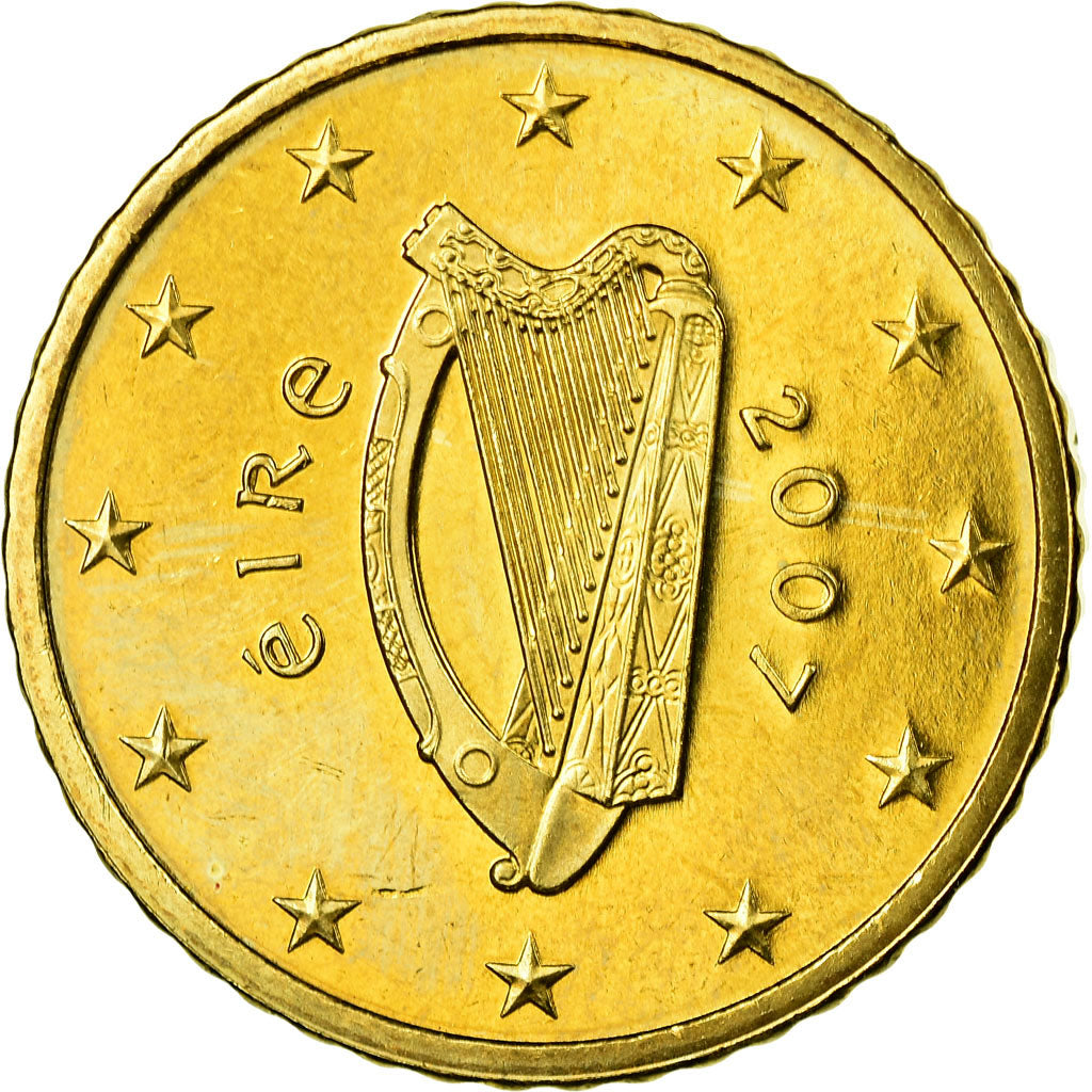 IRELAND REPUBLIC, 50 Euro Cent, 2007, AU(55-58), Brass, KM:49