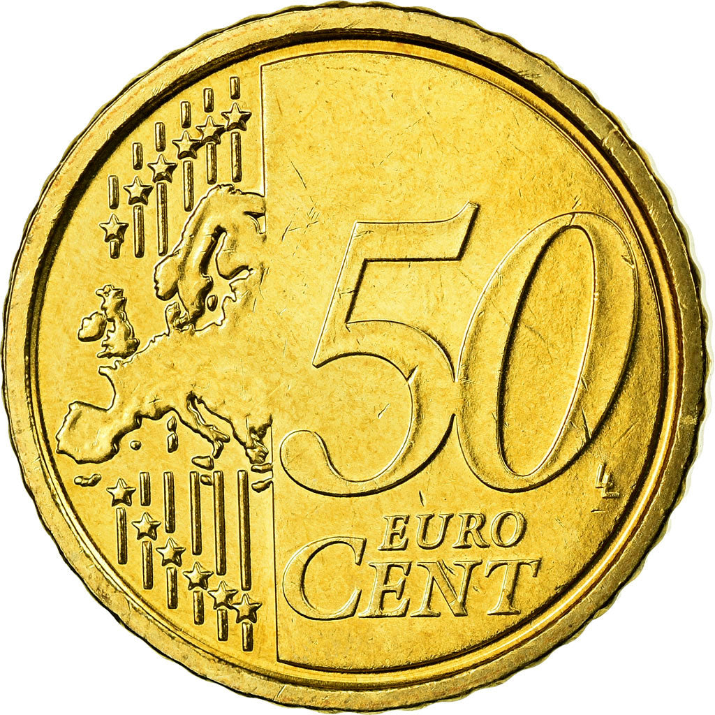 IRELAND REPUBLIC, 50 Euro Cent, 2007, AU(55-58), Brass, KM:49