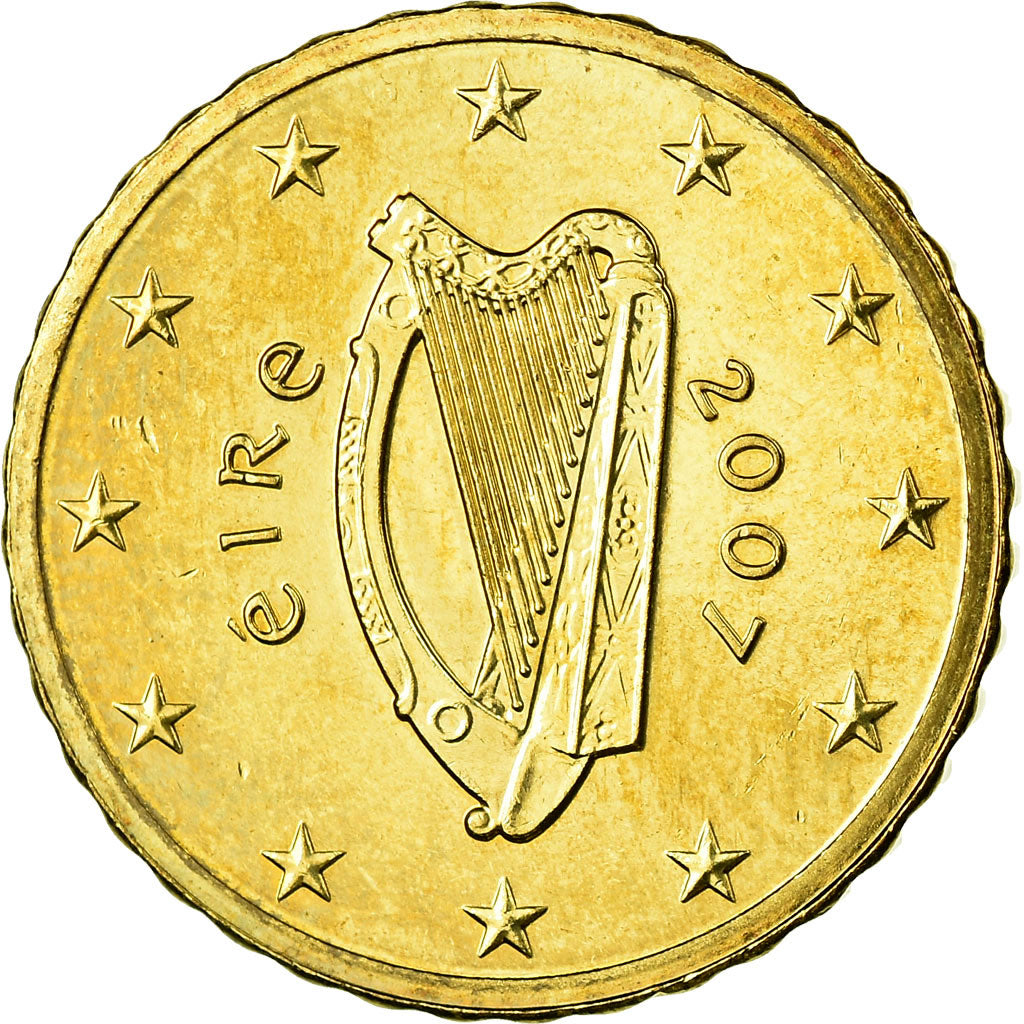 IRELAND REPUBLIC, 10 Euro Cent, 2007, VZ, Messing, KM:47