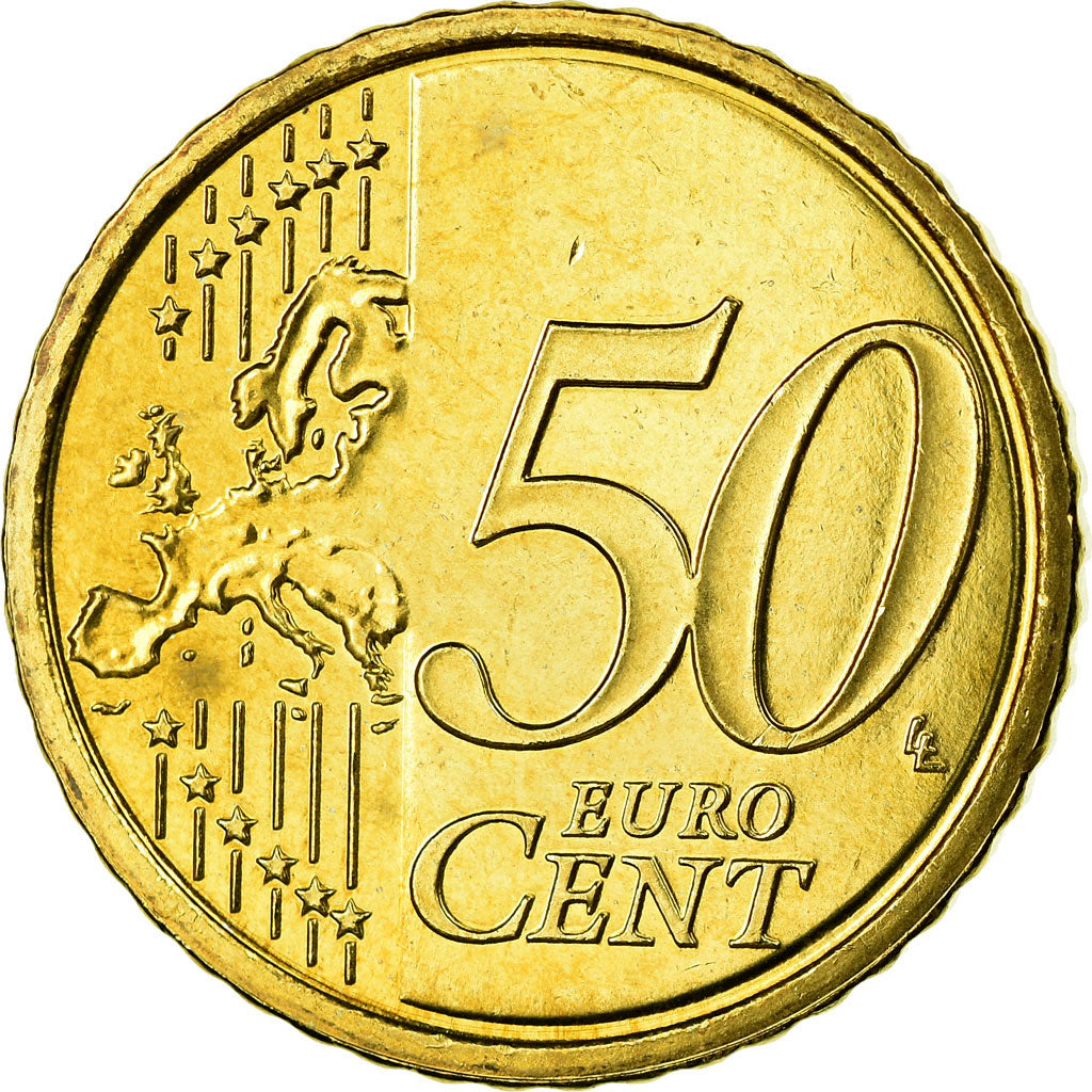 IRELAND REPUBLIC, 50 Euro Cent, 2008, AU(55-58), Brass, KM:49